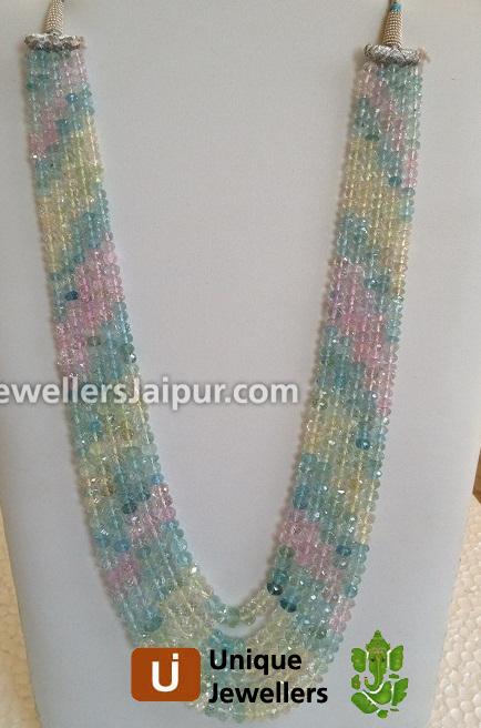 Dyed Multi Aquamarine Faceted Roundelle Beads